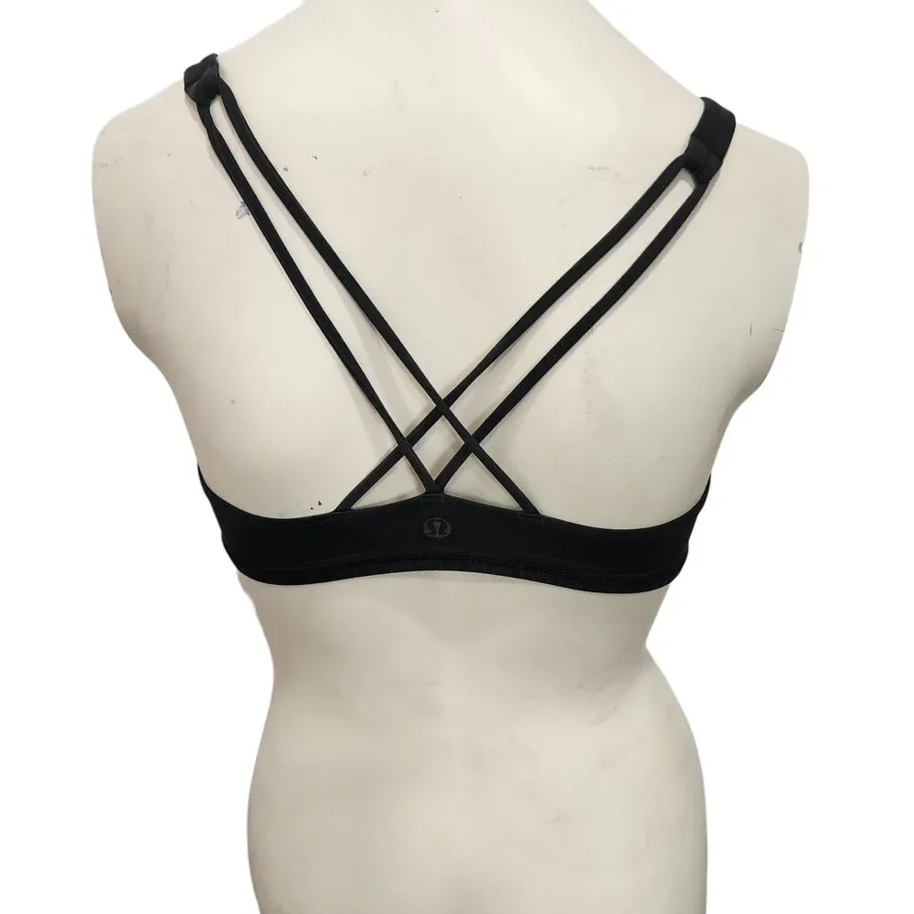 Lululemon‎ Black Strappy Crossback Sports Bra Light Support Removable Pads